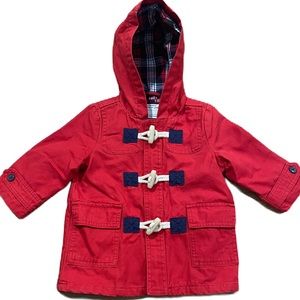 EUC Janie and Jack®️ Red Hooded Zipper/Toggle Jacket for Baby  SIZE 6-12 Months